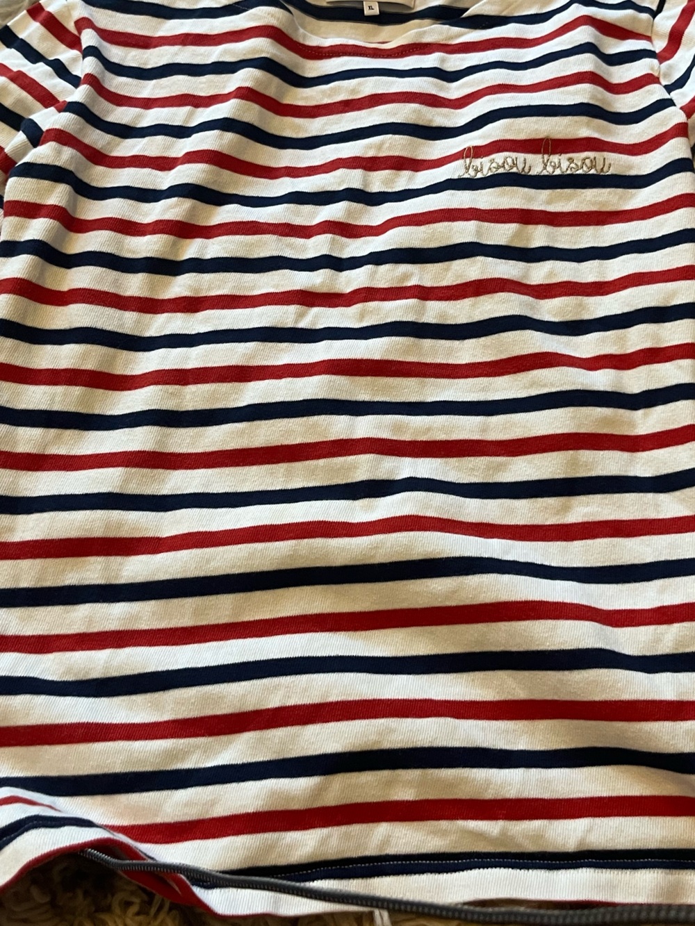 Maison Labiche Paris Striped Long-Sleeve Top XL sailor Red, Navy & White